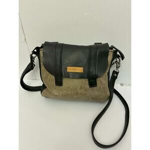 Better Life Bags Leather Crossbody Messenger Purse Black Tan Adjustable Strap